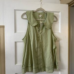 Green Anthropologie brand Sleeveless tank blouse NWT